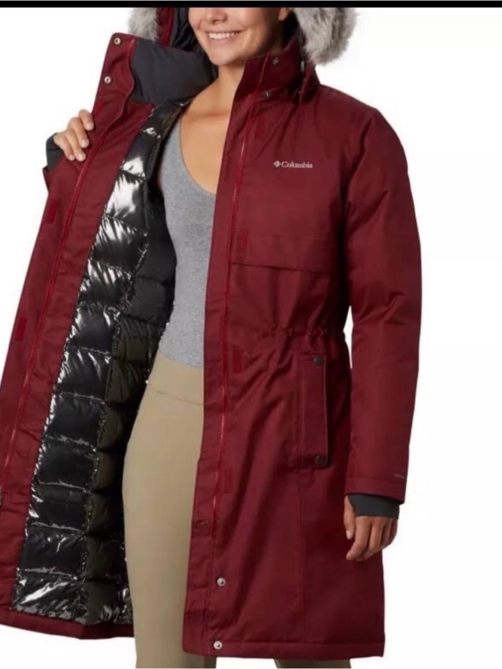 Columbia Women's  Long Insulated Parka with Faux-Fur Hood-apres arson